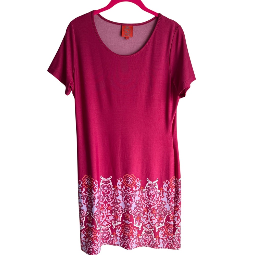 TRACY NEGOSHIAN Short Sleeve Ladies Pink Dress with Hem Design,‎ M